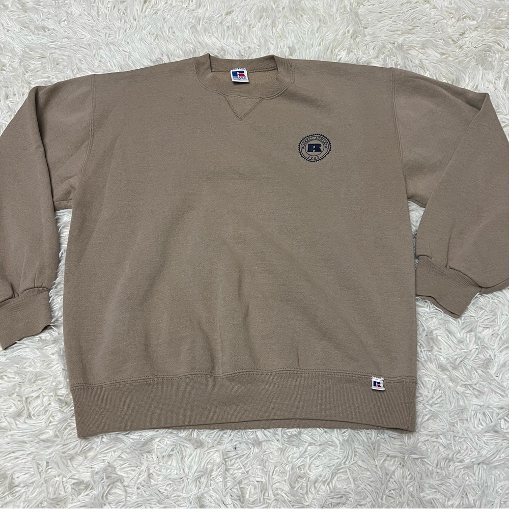 Vintage Russell Sweatshirt Mens L Brown Crewneck Fleece 90s USA Embroidered